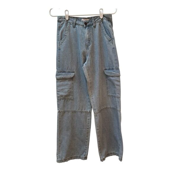 Sincerely Jules  Light Wash Cargo  Wide Leg Jeans Size 25‎ - Picture 1 of 6